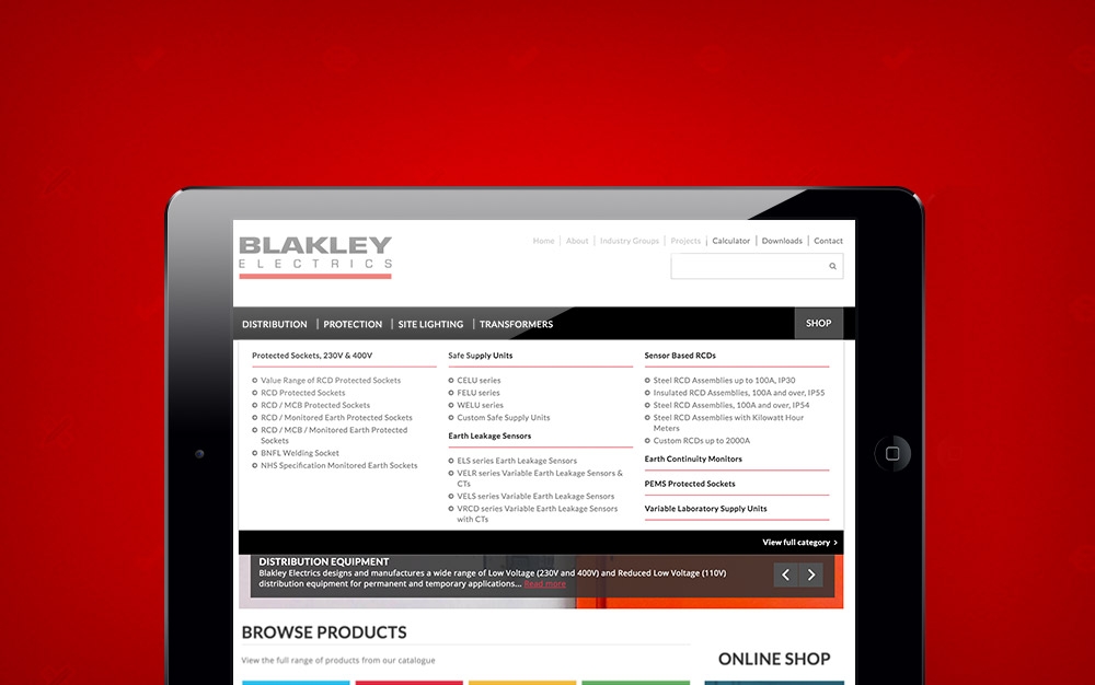 Blakley Electrics Drupal E-Commerce mega menu