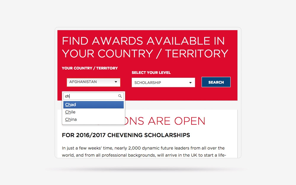 chevening scholarships website